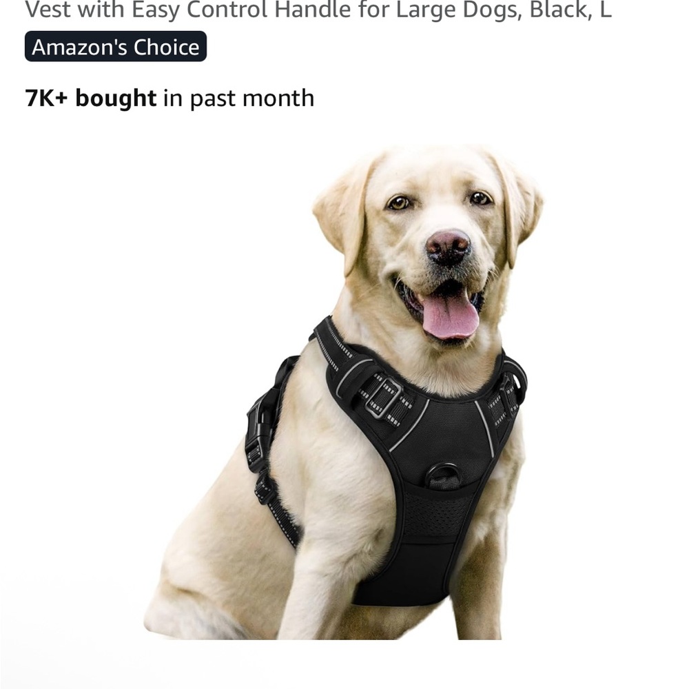 Black Dog Harness with Easy Control Handle